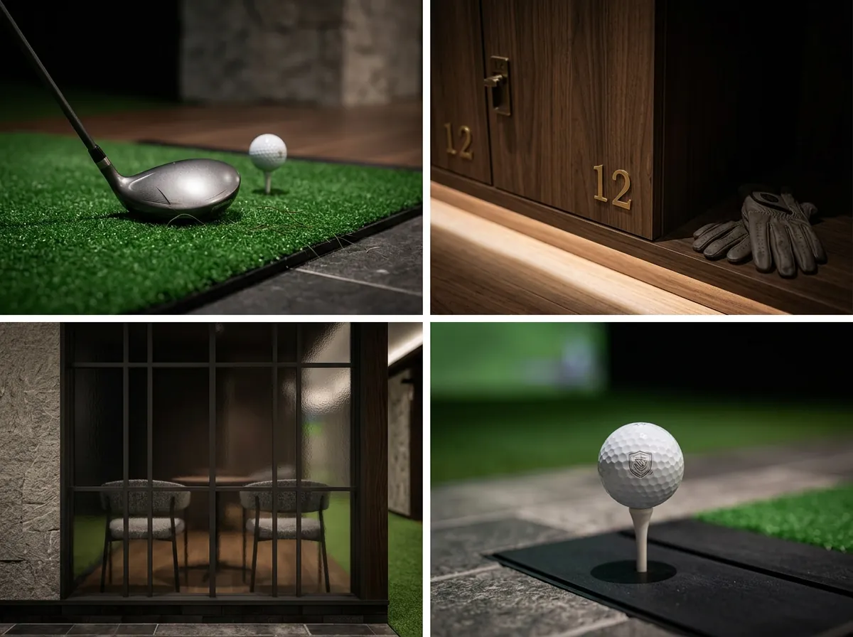 落ち着いた照明と素材で整えたKohmei INDOOR GOLFの内観